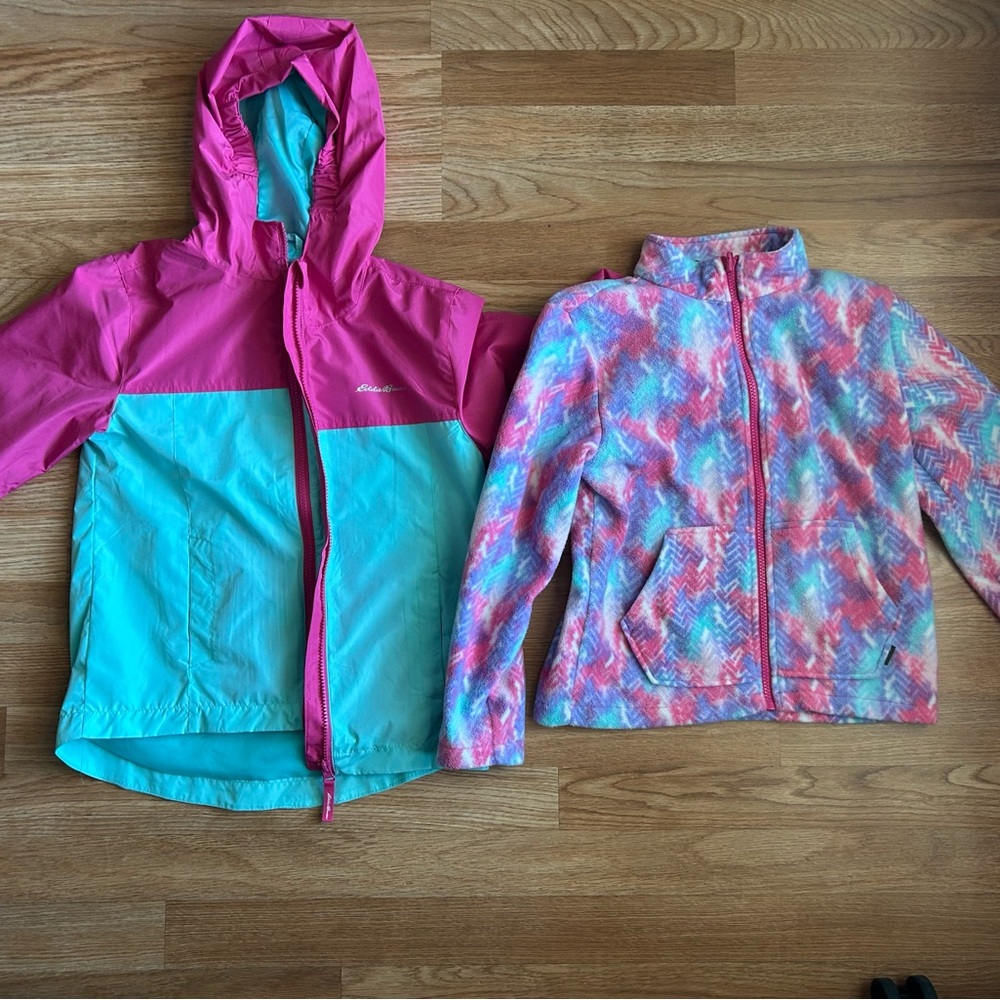 Girls Eddie Bauer two piece light jacket removable fleece